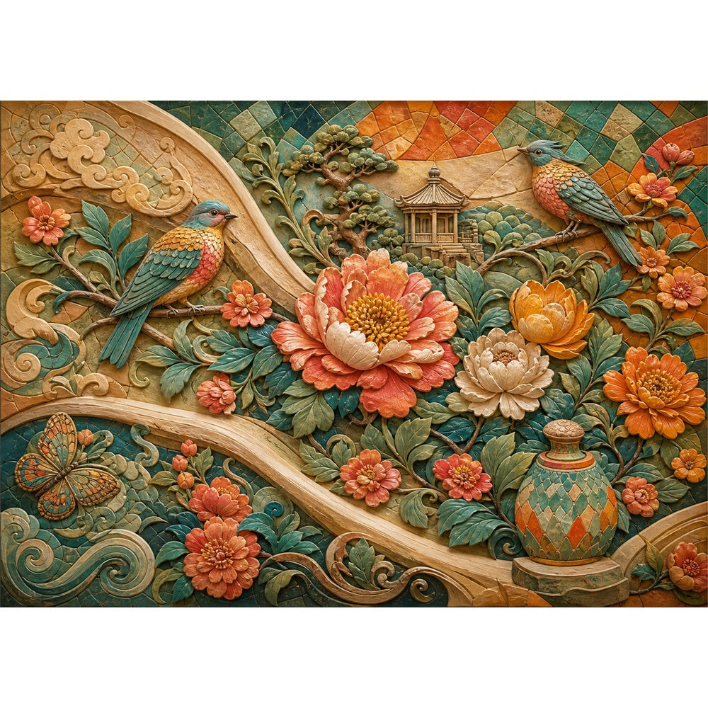 Secret Sculpted Floral Relief Landscape Puzzle - puzzle artwork