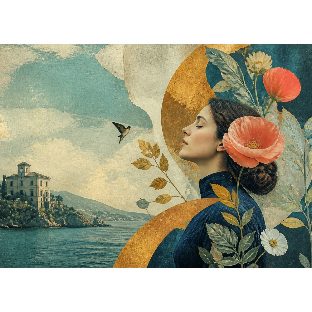 Story Rich Botanical Still Life Surreal Collage Landscape Puzzle - puzzle artwork