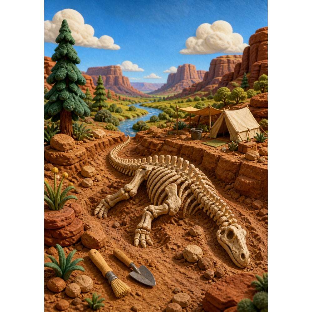 Sunlit Dinosaur Discovery Valley Soft 3d Storybook Portrait Puzzle - puzzle artwork