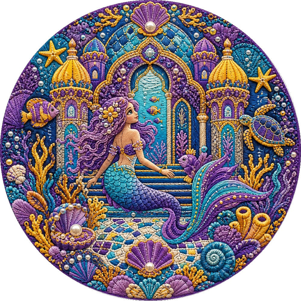 Honeyed Mermaid Coral Palace Round Puzzle - puzzle artwork