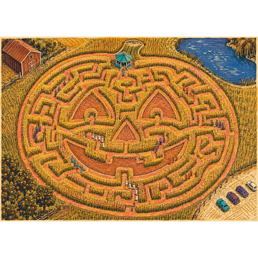 Pumpkin Corn Maze 1000 Piece Halloween Puzzle - puzzle artwork