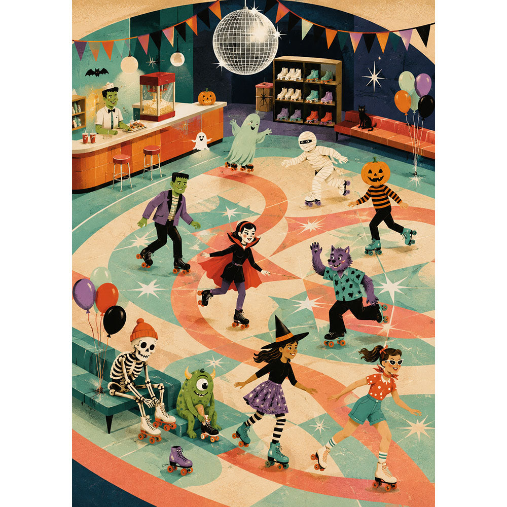 Monster Roller Rink Halloween Jigsaw Puzzle - puzzle artwork