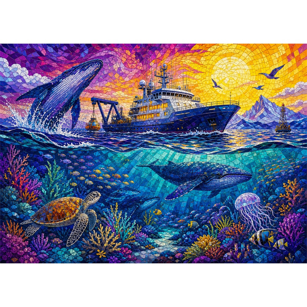 Velvet Ocean Research Vessel Landscape Puzzle - puzzle artwork