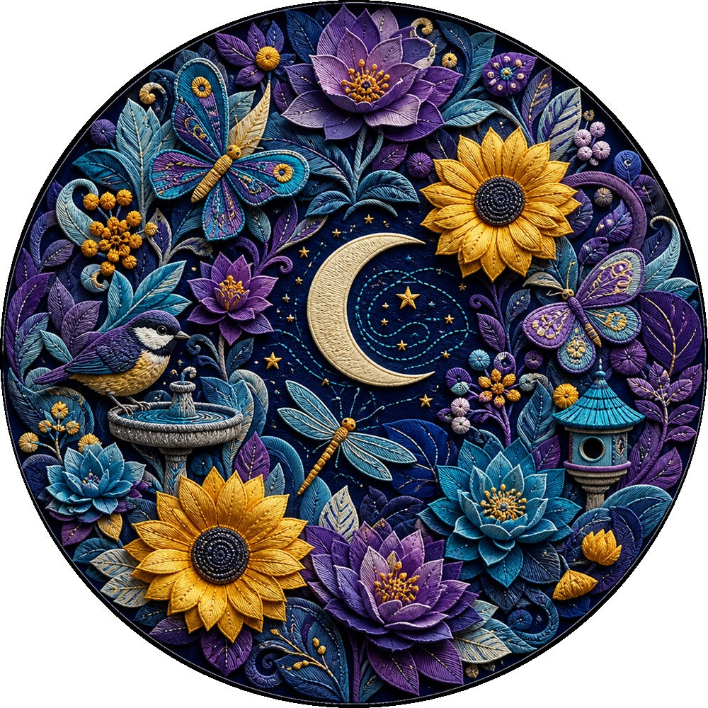 Moonlit Paper Garden Symphony Round Puzzle - puzzle artwork