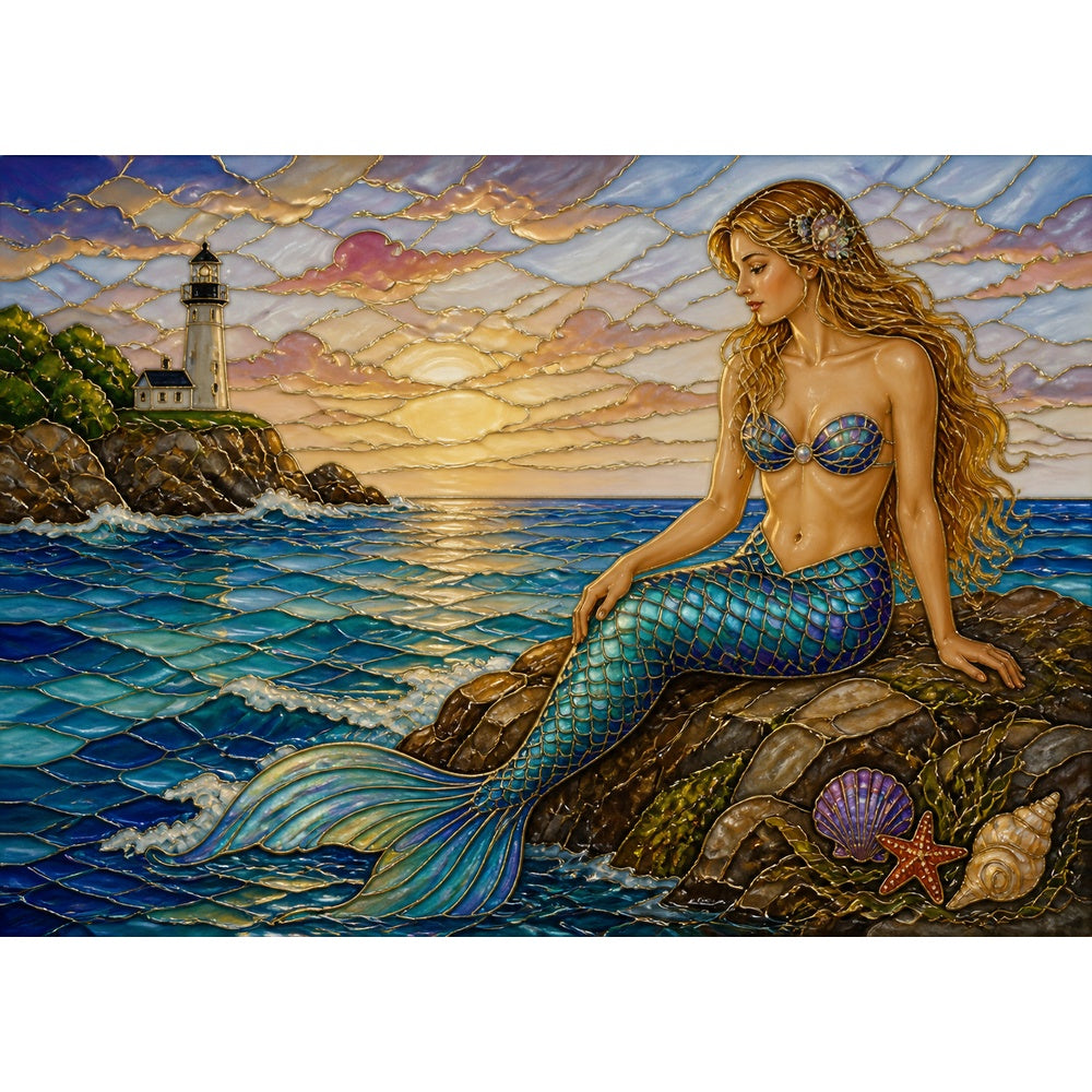 Story Rich Mermaid Cove Enamel Art Landscape Puzzle - puzzle artwork