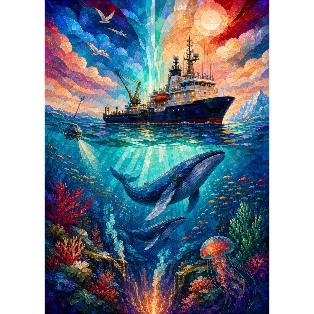 Honeyed Ocean Research Vessel Portrait Puzzle - puzzle artwork