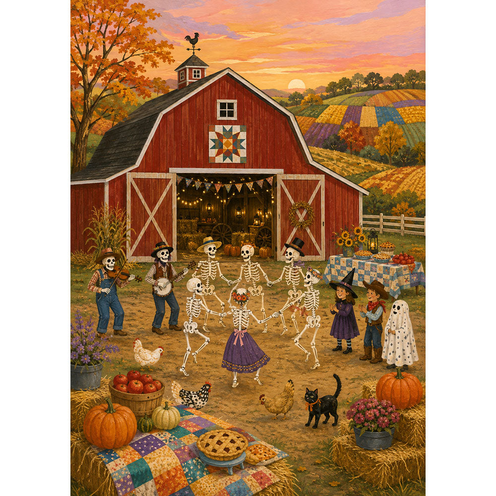 Harvest Barn Dance Halloween Jigsaw Puzzle - puzzle artwork